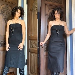 Intermix Black Strapless Dress Wool Size 2